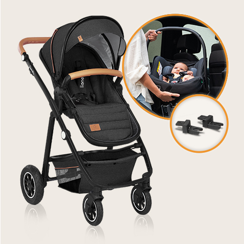 lionelo Amber 2 w 1 Black Silver — Wózek wielofunkcyjny